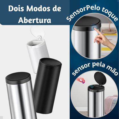 Imagem de Lixeira Inox Automática Grande Inox 40L. Sensor Inteligente