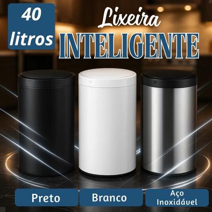 Imagem de Lixeira Inox Automática Grande Inox 40L. Sensor Inteligente