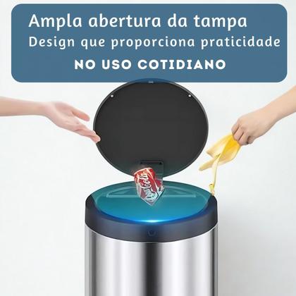 Imagem de Lixeira Inox Automática Grande Inox 40L. Sensor Inteligente