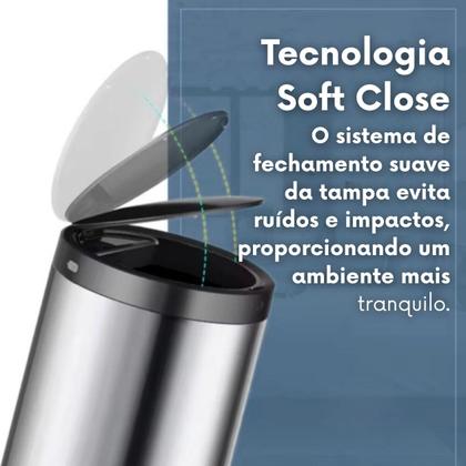 Imagem de Lixeira Inox Automática Grande Inox 40L. Sensor Inteligente