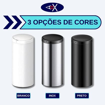 Imagem de Lixeira Inox Automática Redonda 50 Litros com Sensor de Proximidade Multiuso Grande