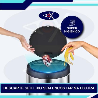 Imagem de Lixeira Inox Automática Redonda 50 Litros com Sensor de Proximidade Multiuso Grande