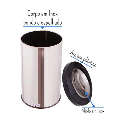 Imagem de Lixeira Inox Basculante 20 Litros Tampa Flip Top Com Cor