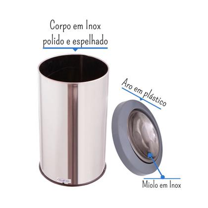 Imagem de Lixeira Inox Basculante 20 Litros Tampa Flip Top Com Cor