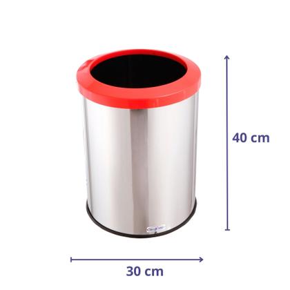 Imagem de Lixeira Inox Com Aro Plástico 30 Litros Lixo Recicláveis