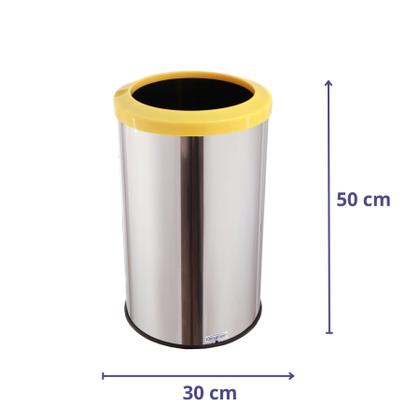 Imagem de Lixeira Inox Com Aro Plástico 35 Litro Cesto Lixo Reciclável