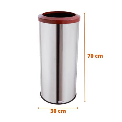 Imagem de Lixeira Inox Com Aro Plástico 50 Litros Cesto De Lixo Reciclavel