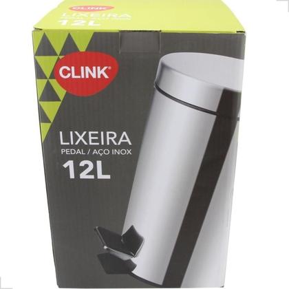 Imagem de Lixeira Inox Com Pedal E Balde Cesto Lixo Removível 12l Banheiro Cozinha Cor Cinza