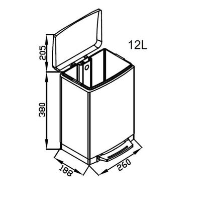 Imagem de Lixeira inox com pedal retangular  Slim Black Matte 12 litros