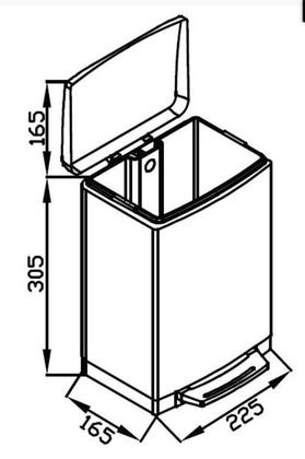 Imagem de Lixeira inox com pedal retangular  Slim Black Matte 6 litros