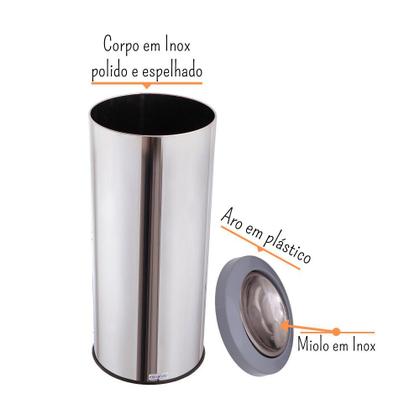 Imagem de Lixeira Inox Com Tampa Basculante Lixeira Grande 50 Litros