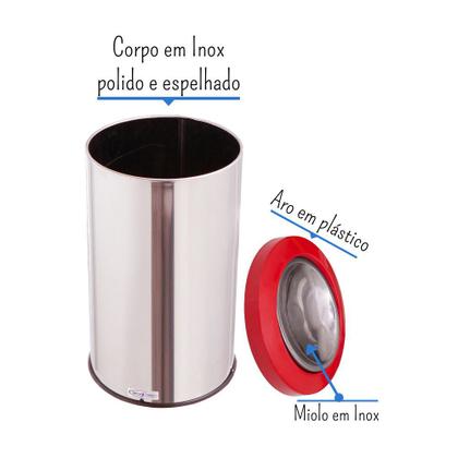 Imagem de Lixeira Inox Com Tampa Flip-top Basculante 25 Litros Lixo