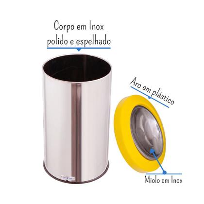 Imagem de Lixeira Inox Com Tampa Flip-top Basculante 25 Litros Lixo
