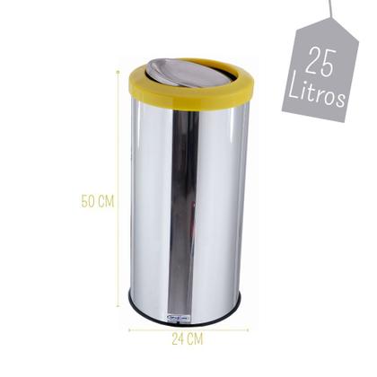 Imagem de Lixeira Inox Com Tampa Flip-top Basculante 25 Litros Lixo