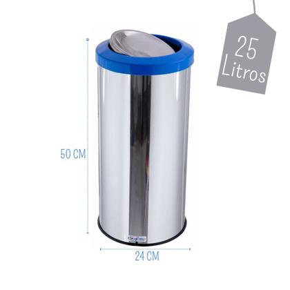 Imagem de Lixeira Inox Com Tampa Flip-top Basculante 25 Litros Lixo