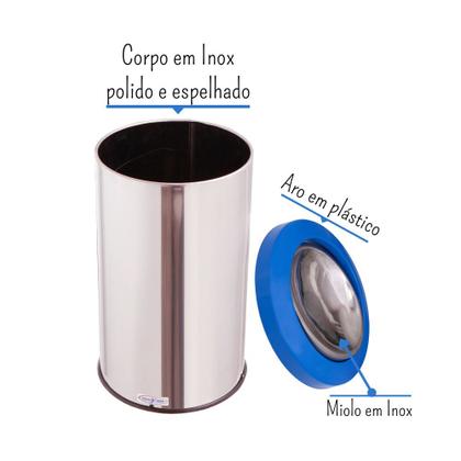 Imagem de Lixeira Inox Com Tampa Flip-top Basculante 25 Litros Lixo