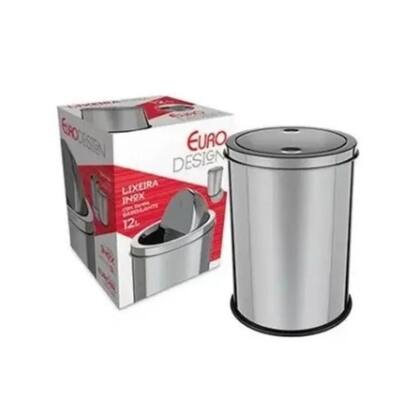 Imagem de Lixeira inox de cozinha banheiro tampa basculante 12 litros