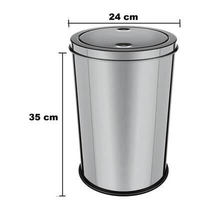 Imagem de Lixeira inox de cozinha banheiro tampa basculante 12 litros