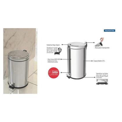 Imagem de Lixeira Inox Tramontina 20 Litros com Pedal