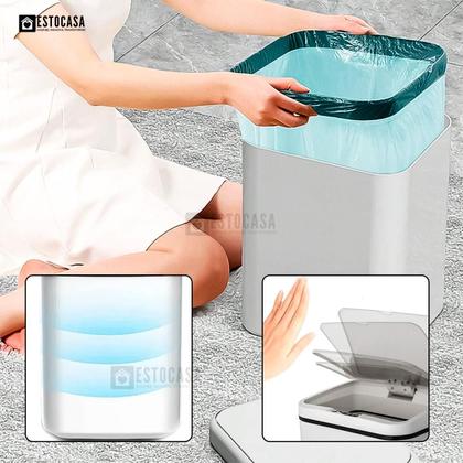 Imagem de Lixeira Inteligente 16 Litros Com Sensor Automático Abre E Fecha Banheiro Cozinha A Pilha Estocasa