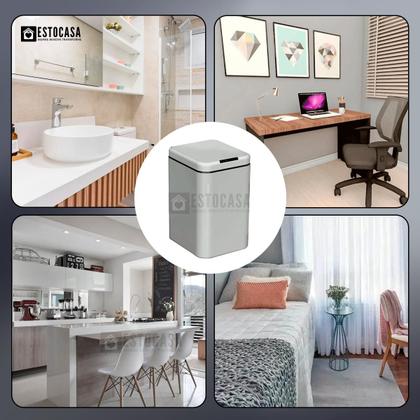 Imagem de Lixeira Inteligente 16 Litros Com Sensor Automático Abre E Fecha Banheiro Cozinha A Pilha Estocasa
