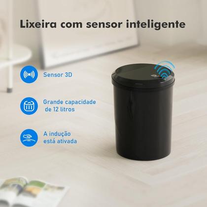 Imagem de Lixeira Inteligente Automática Modo Sensor Infravermelho 12l