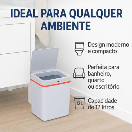 Imagem de Lixeira Inteligente Automática Recarregável 12L com Sensor de Movimento USB Cesto Lixo Cores Sortidas
