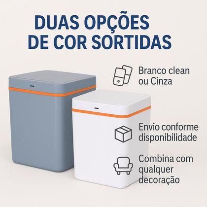 Imagem de Lixeira Inteligente Automática Recarregável 12L com Sensor de Movimento USB Cesto Lixo Cores Sortidas