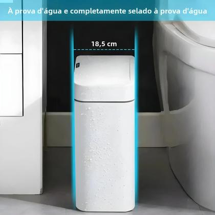Imagem de Lixeira Inteligente Branca De 15L Com Sensor Automático E Embalagem Sem Toque Para Casa Inteligente
