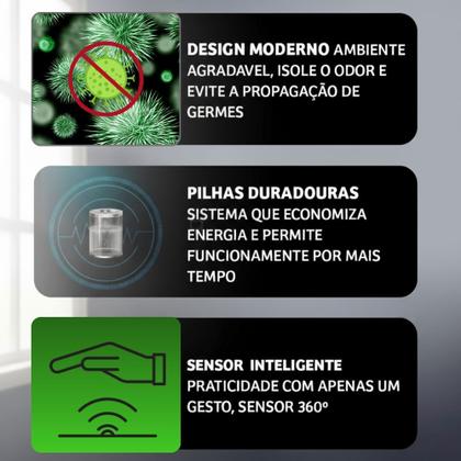 Imagem de Lixeira Inteligente Com Sensor Automática Banheiro Cinza Claro Lixeira Automática De 16 Litros