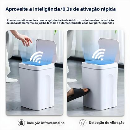 Imagem de Lixeira Inteligente De 16L Com Sensor Automático Para Cozinha E Banheiro, Lixeira Para Reciclagem