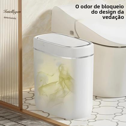Imagem de Lixeira Inteligente Estreita Com Sensor 7/9L Tampa Automática À Prova d'Água Para Banheiro