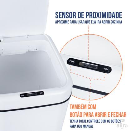 Imagem de Lixeira Inteligente Retangular 17L com Sensor Automático - Alira Home