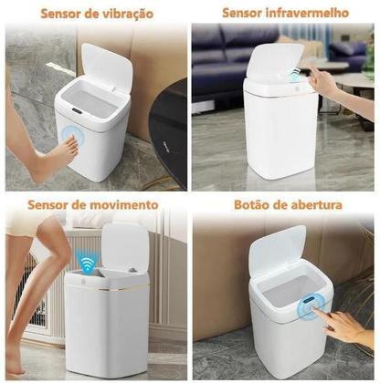 Imagem de Lixeira Inteligente Sensor Automático Cozinha Banheiro 14 L