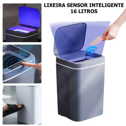 Imagem de Lixeira Inteligente Sensor Automático Cozinha Banheiro 16l