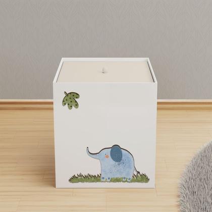 Imagem de Lixeira Kit Higiene MDF com Tampa Quarto Bebê Safari Zoo