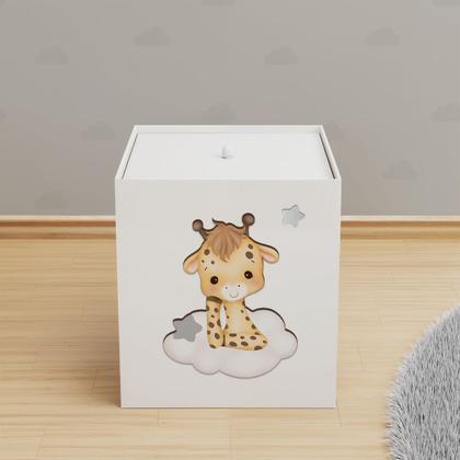 Imagem de Lixeira Kit Higiene MDF com Tampa Quarto Safari Baby Nuvem