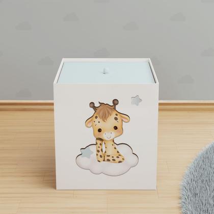 Imagem de Lixeira Kit Higiene MDF com Tampa Quarto Safari Baby Nuvem