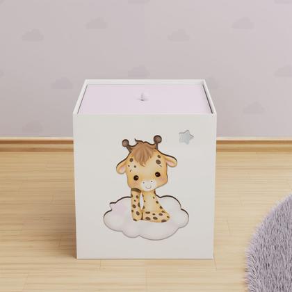 Imagem de Lixeira Kit Higiene MDF com Tampa Quarto Safari Baby Nuvem
