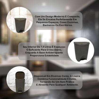 Imagem de Lixeira Lata De Lixo Com Pedal Plástica 15 Litros Colorida Reforçada Cesto Cozinha Banheiro