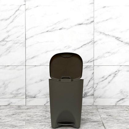 Imagem de Lixeira Lata De Lixo Com Pedal Plástica 15 Litros Colorida Reforçada Cesto Cozinha Banheiro