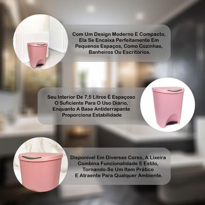 Imagem de Lixeira Lata De Lixo Com Pedal Plástica 15 Litros Colorida Reforçada Cesto Cozinha Banheiro