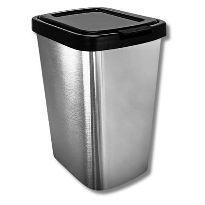 Imagem de Lixeira Lixinho 9 Litros Plástico Abertura Botão Click Automático Retangular Pia Banheiro Cozinha Lavabo 