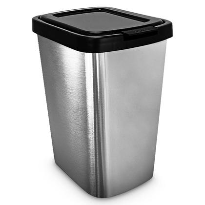 Imagem de Lixeira Lixinho 9 Litros Plástico Abertura Botão Click Automático Retangular Pia Banheiro Cozinha Lavabo 