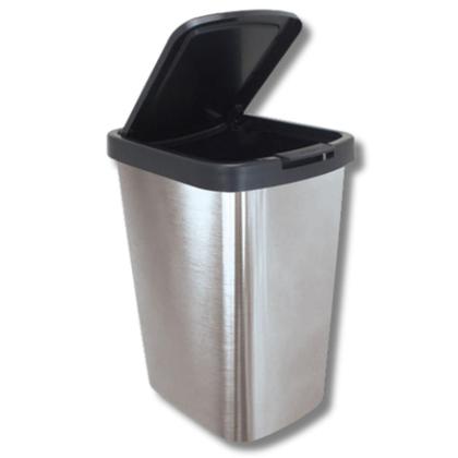 Imagem de Lixeira Lixinho 9 Litros Plástico Abertura Botão Click Automático Retangular Pia Banheiro Cozinha Lavabo 