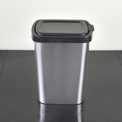 Imagem de Lixeira Lixinho 9 Litros Plástico Abertura Botão Click Automático Retangular Pia Banheiro Cozinha Lavabo 