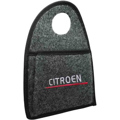 Imagem de Lixeira Lixinho Automotiva Carro Carpete Logo Bordado Citroen para Câmbio Grafite