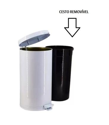 Imagem de Lixeira Multiuso Com Pedal Cozinha 15L Branca Com Recip. Interno Plástico