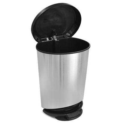 Imagem de Lixeira Multiuso Com Pedal e Borda 20 Litros Prata Label
