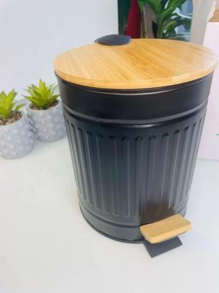 Imagem de Lixeira para Banheiro Cozinha Cesto Removível 5L Inox Preto - MEK